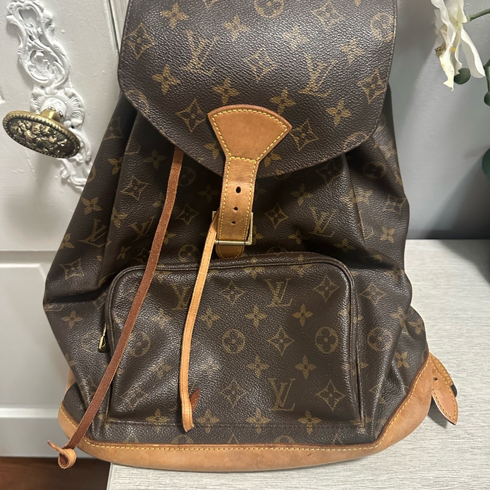 Louis Vuitton Classic Monogram Tan and Brown Backpack